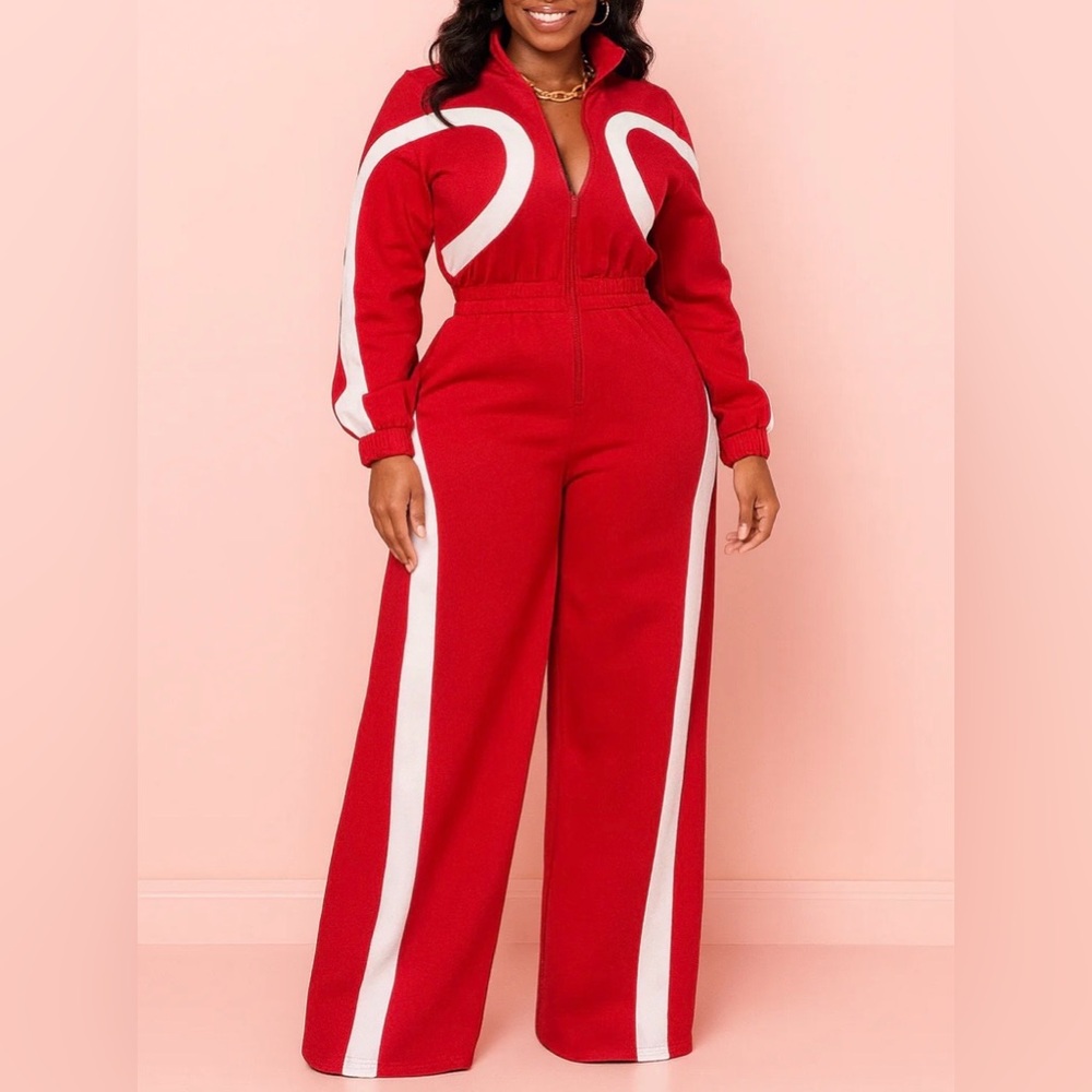 Red and White Women's Jumpsuit NWOT